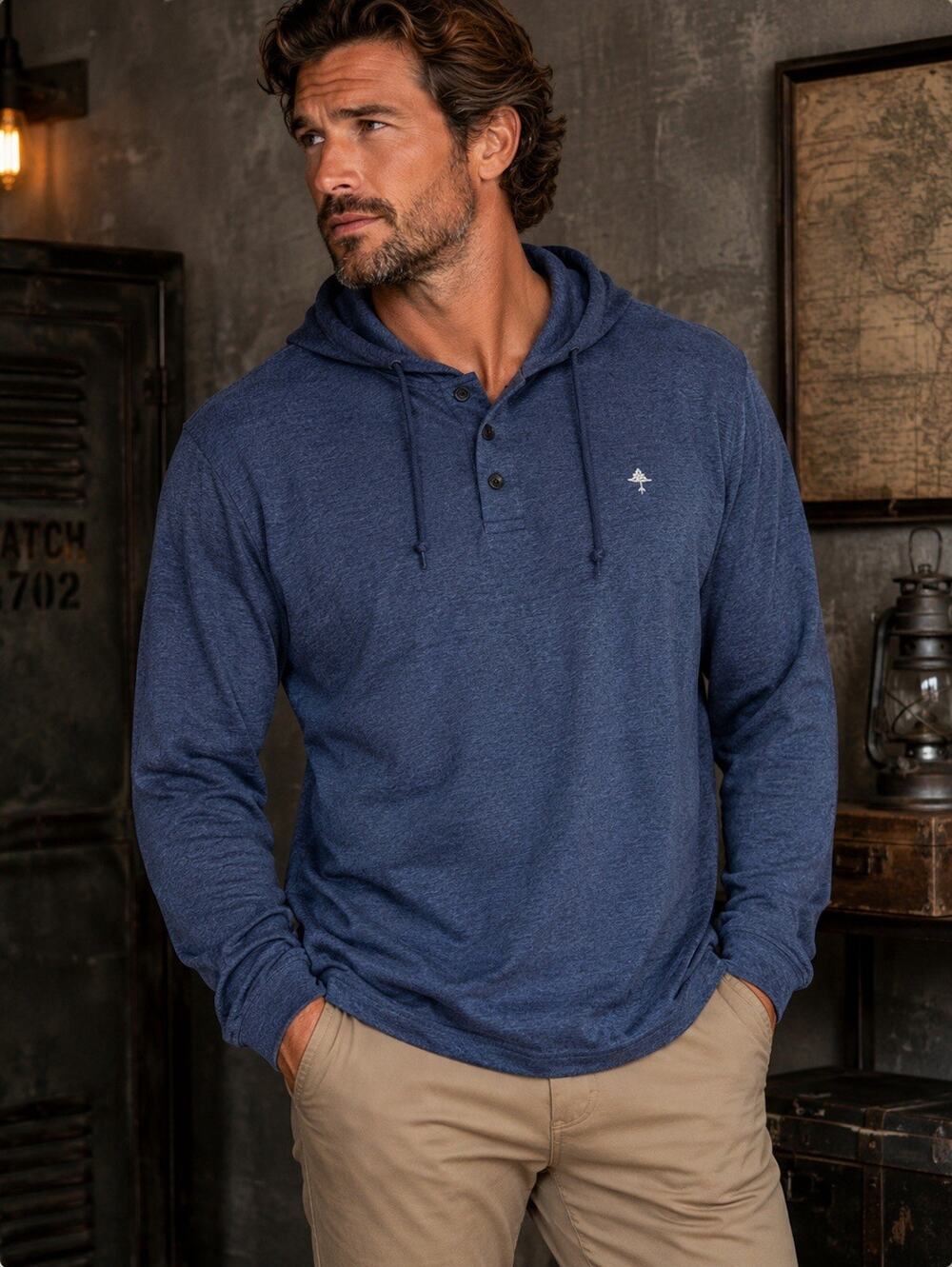 LNG Clothing And Equipment Mens 3XL Henley Hoodie Sweatshirt